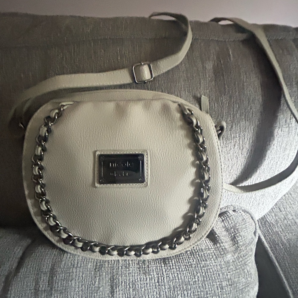 Nicole Miller Cream Crossbody Bag with Chain Accent